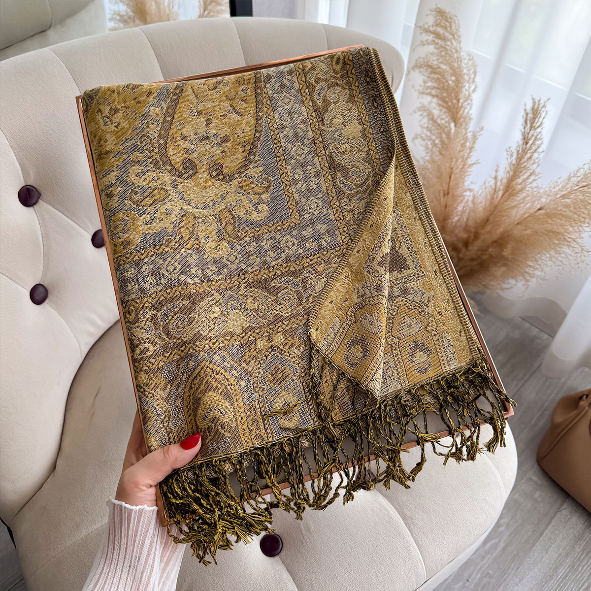 2025 gland couverture conception Style ethnique épais Pashmina nouveau hiver chaud châle Wrap écharpe femmes foulard Poncho étoles