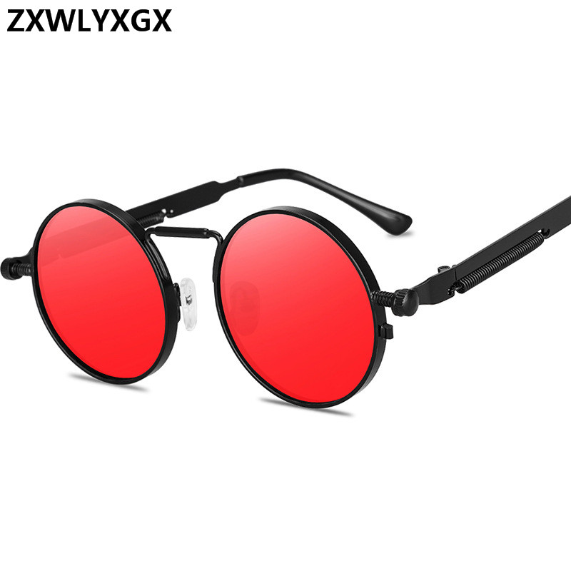 Vintage Style Punk lunettes de soleil hommes rétro rond cadre en métal femmes lunettes de soleil lunettes de mode Gafas sol mujer UV400
