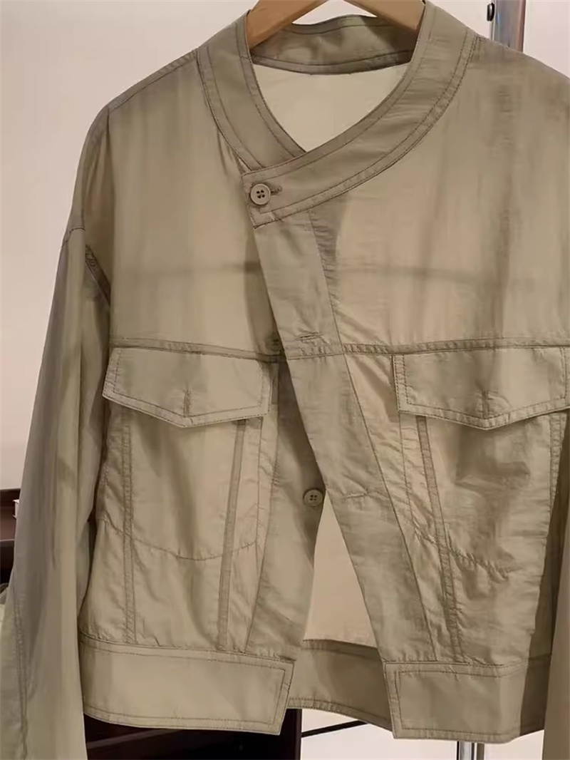 Chemise de protection solaire à manches longues en soie glacée pour femmes, manteau d'été, ample, léger, court, climatisation, chemise décontractée respirante