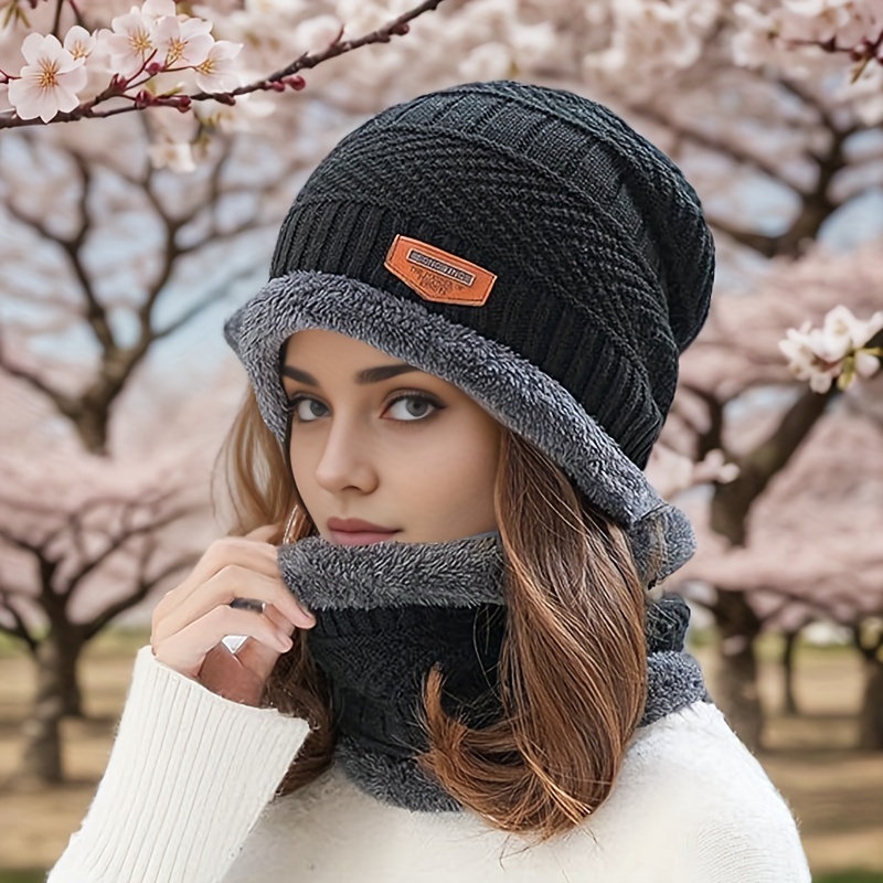 Ensemble bonnet et écharpe d'hiver classique anti-froid, bonnet élastique en tricot, écharpe épaisse pour le cou, ensemble de bonnet et d'écharpe pour hommes