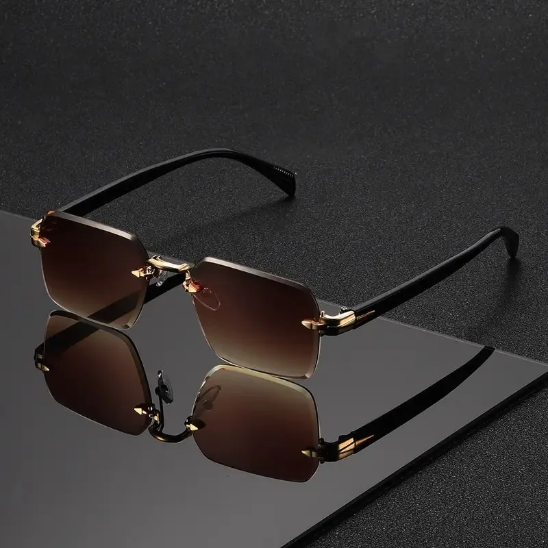 Lunettes de soleil sans monture rectangulaires tendance populaires pour femmes et hommes, petites lunettes de soleil carrées pour l'été et les voyages