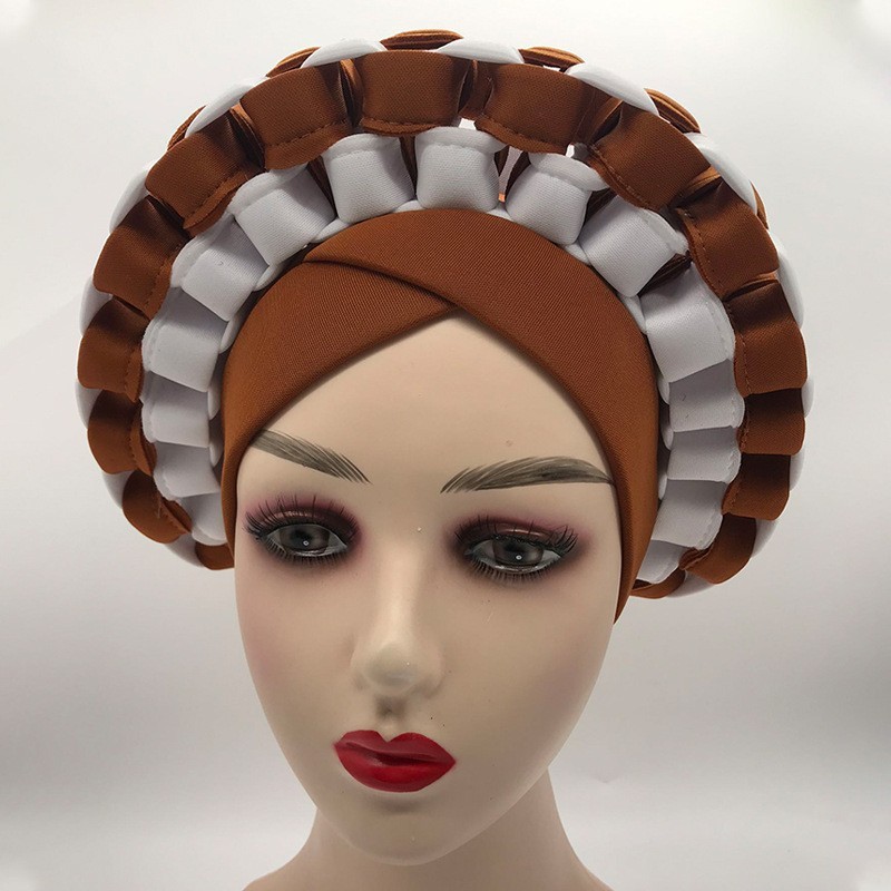 Turbans africains à la mode pour femmes, prêts à porter, couvre-chef Auto Gele, bandeau nigérian Aso Oke pour mariage traditionnel, 2022