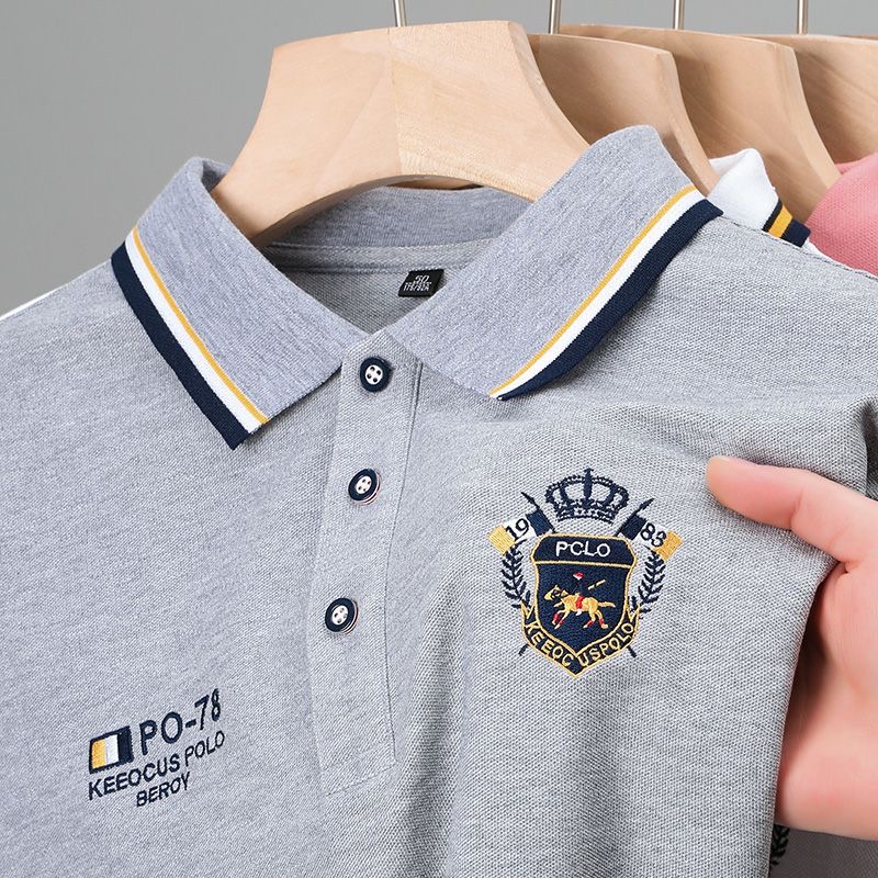 Polo de marque de luxe à manches courtes broderie exquise haut pour homme en soie lisse et respirante coton t-shirt décontracté d'été