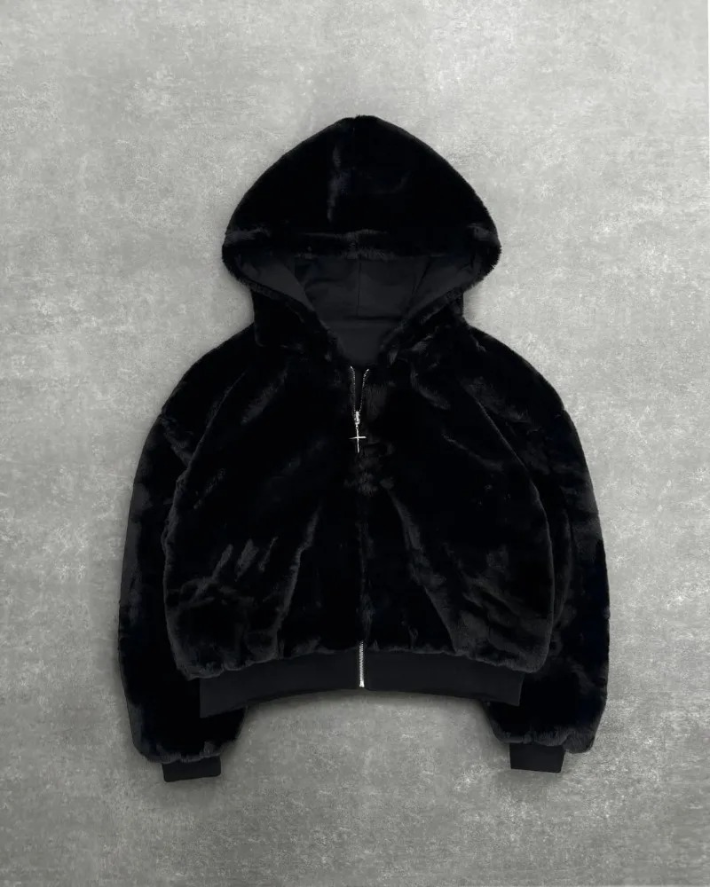 Hip-hop nouveaux vêtements double face Harajuku rétro imprimé léopard à la mode ample sweat à capuche avec fermeture éclair hommes rue sweat-shirt décontracté femmes