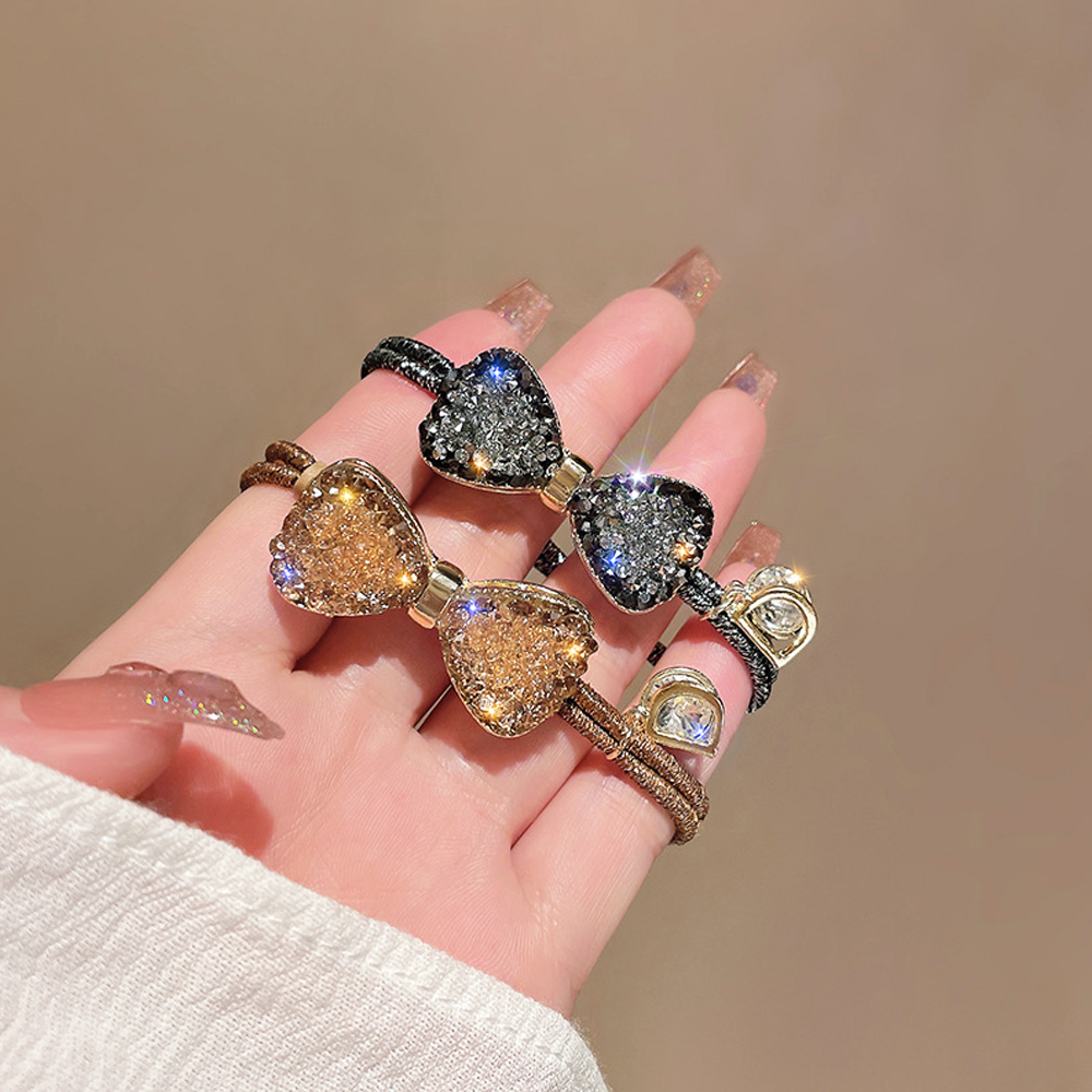 Attaches de cheveux de luxe avec nœud papillon en strass, élastiques, élastique pour queue de cheval, chouchous simples pour femmes et filles, cadeaux
