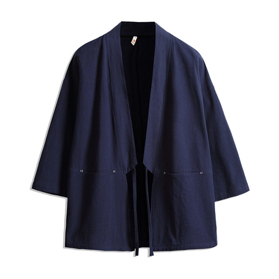 Kimono japonais pour hommes, Cardigan traditionnel, Streetwear Harajuku, Costume de samouraï Yukata, Haori Obi FF001Z