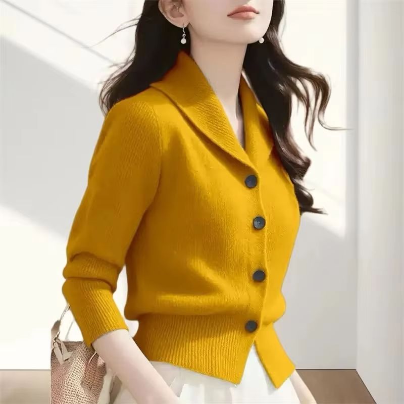 Cardigan en tricot coréen pour femme – Collection Automne Hiver 2026 – Tendance Décontractée – Pull en tricot doux et ajusté pour femme
