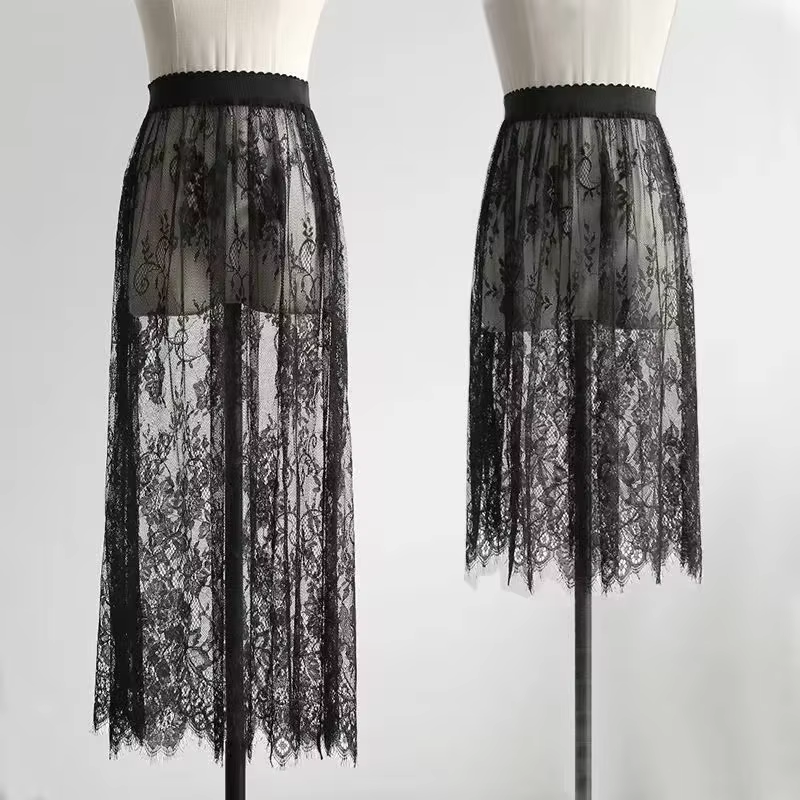 Jupon court pour femme, faux bas de jupe, extension de bas de jupe pour chemisier, mode coréenne, jupe en dentelle noire et blanche