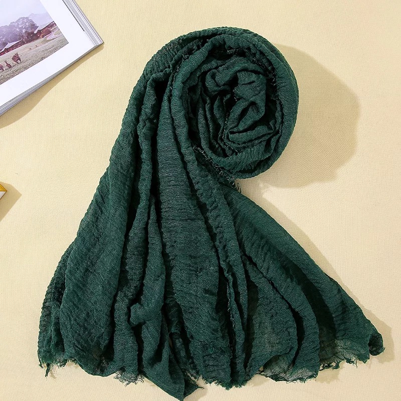 Mode musulmane 2026 pour femmes : Foulard hijab froissé, foulards de tête doux et unis, turbans, châles et étoles, hijab femme musulman, kopftuch
