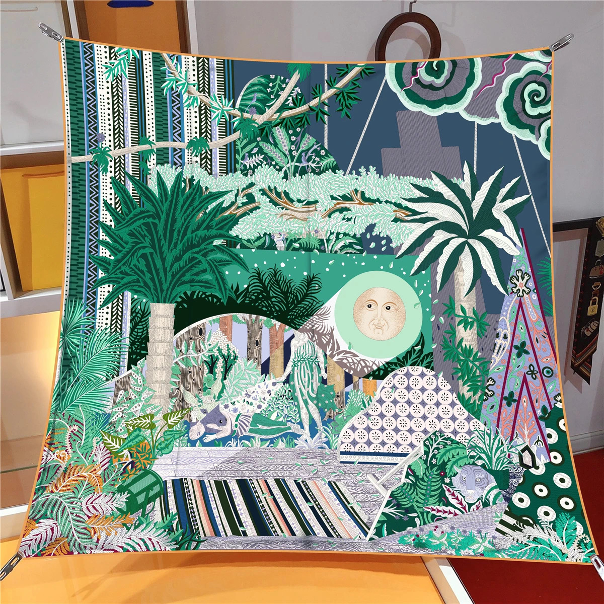 Nouveau été 90*90CM écharpe florale châles marque de mode plage crème solaire foulards en soie imprimer carré bandeau Bandannas