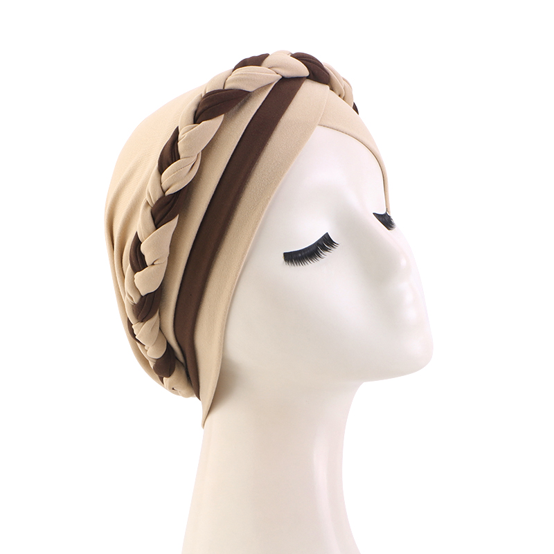 Femmes bohême imprimé tresse Turban Bonnet Hijab casquettes foulard pour musulman intérieur Hijabs Femme Musulman arabe Wrap Turbantes