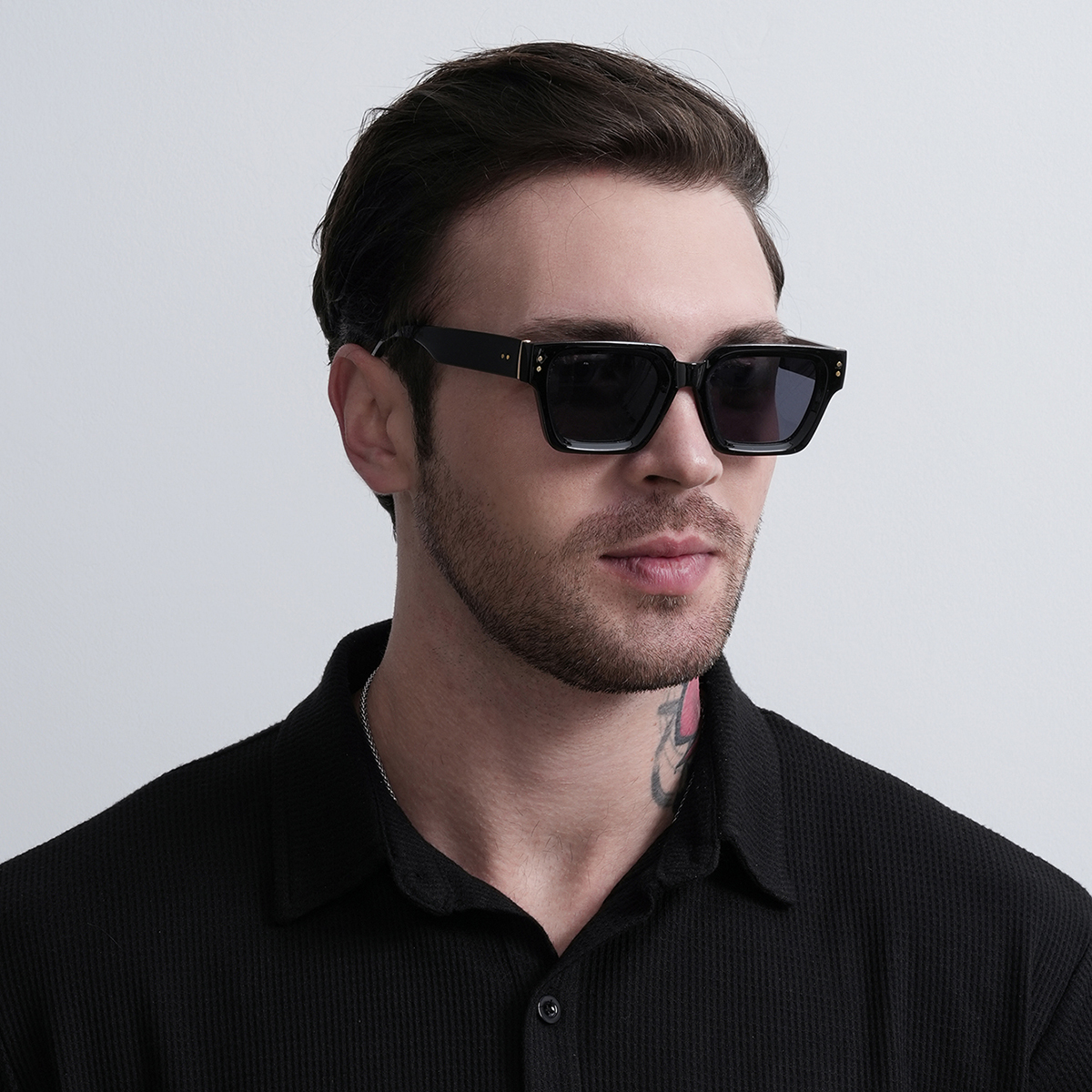 Ruiao 2026 Lunettes de soleil de luxe haut de gamme, design noir, pour homme, monture carrée, lunettes de soleil homme, gafas de sol hombre