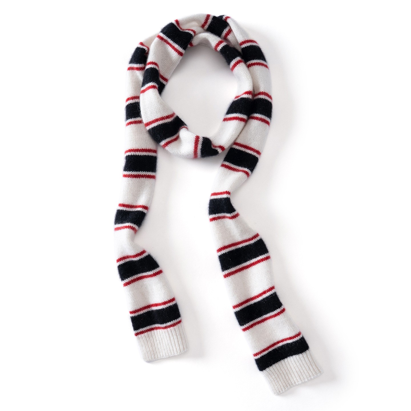 Naizaiga 100 % cachemire 170x10cm châle d'hiver long et fin à rayures pour femmes JS4