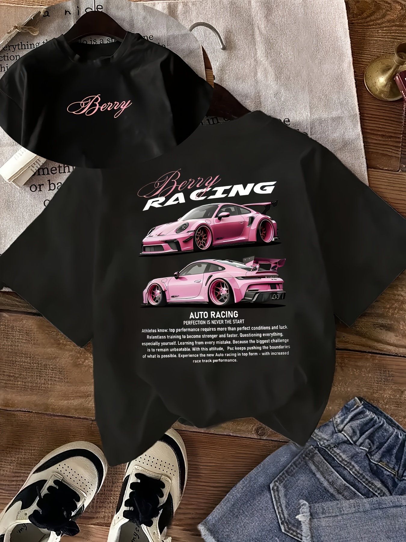 T-shirt pour femmes, imprimé voiture, à porter toute l'année, col rond, manches courtes, mode Harajuku Kawaii, vêtements Y2K pour femmes