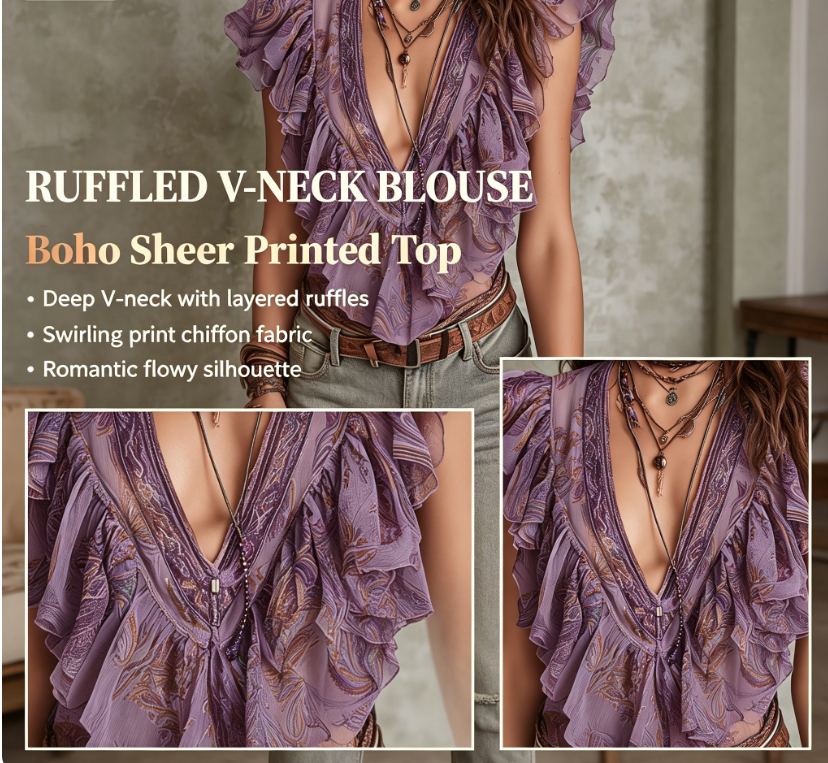Chemise élégante à imprimé bohème pour femmes
