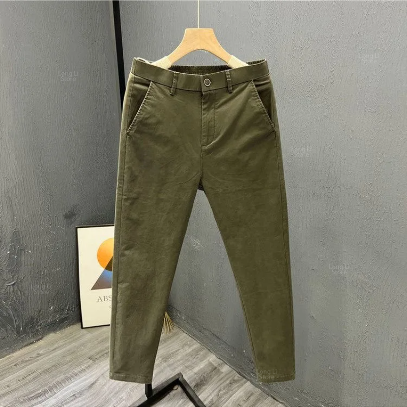 Pantalon en coton respirant monochrome pour homme, pantalon d'affaires confortable, haute qualité, nouvelle mode, printemps et automne, 36, 2024