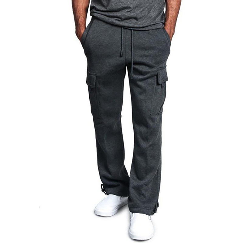 Pantalons de survêtement pour hommes, coupe droite, jogging pour le sport et le Streetwear, ample, surdimensionné, avec cordon de serrage, pantalons longs multi-poches
