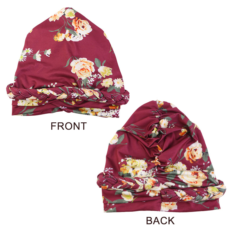 Nouveau femmes bohème noué Turban chapeau fleur imprimé tressé foulard casquettes musulman Hijab élastique Bonnet bonnets chimio chapeaux