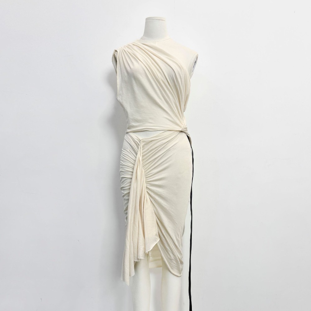 Robe moulante sexy asymétrique sans manches torsadée style gothique pour femme - Collection High Street