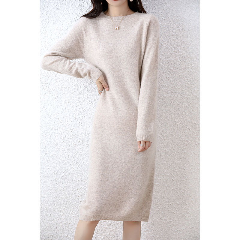 Pull en cachemire robes tricotées 100% laine mérinos femmes hiver femme pulls élégants robe automne décontracté jupes à manches longues