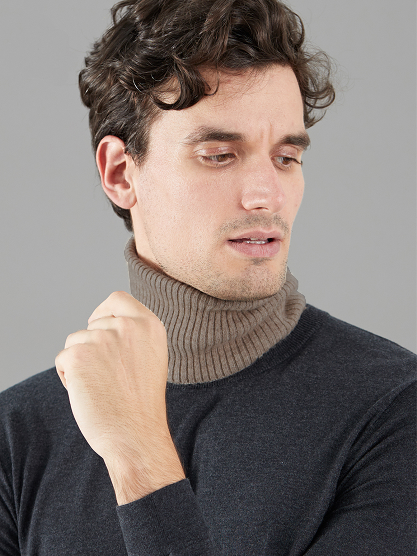 Hommes cachemire tricoté anneau écharpe hiver doux chaud laine col roulé faux col confort boucle foulards tout Match cou plus chaud