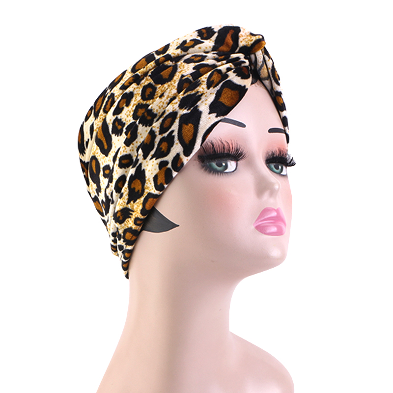 Femmes à la mode velours léopard noeud turban indien musulman chapeaux chimio casquette Hijab Bandanas perte de cheveux foulard