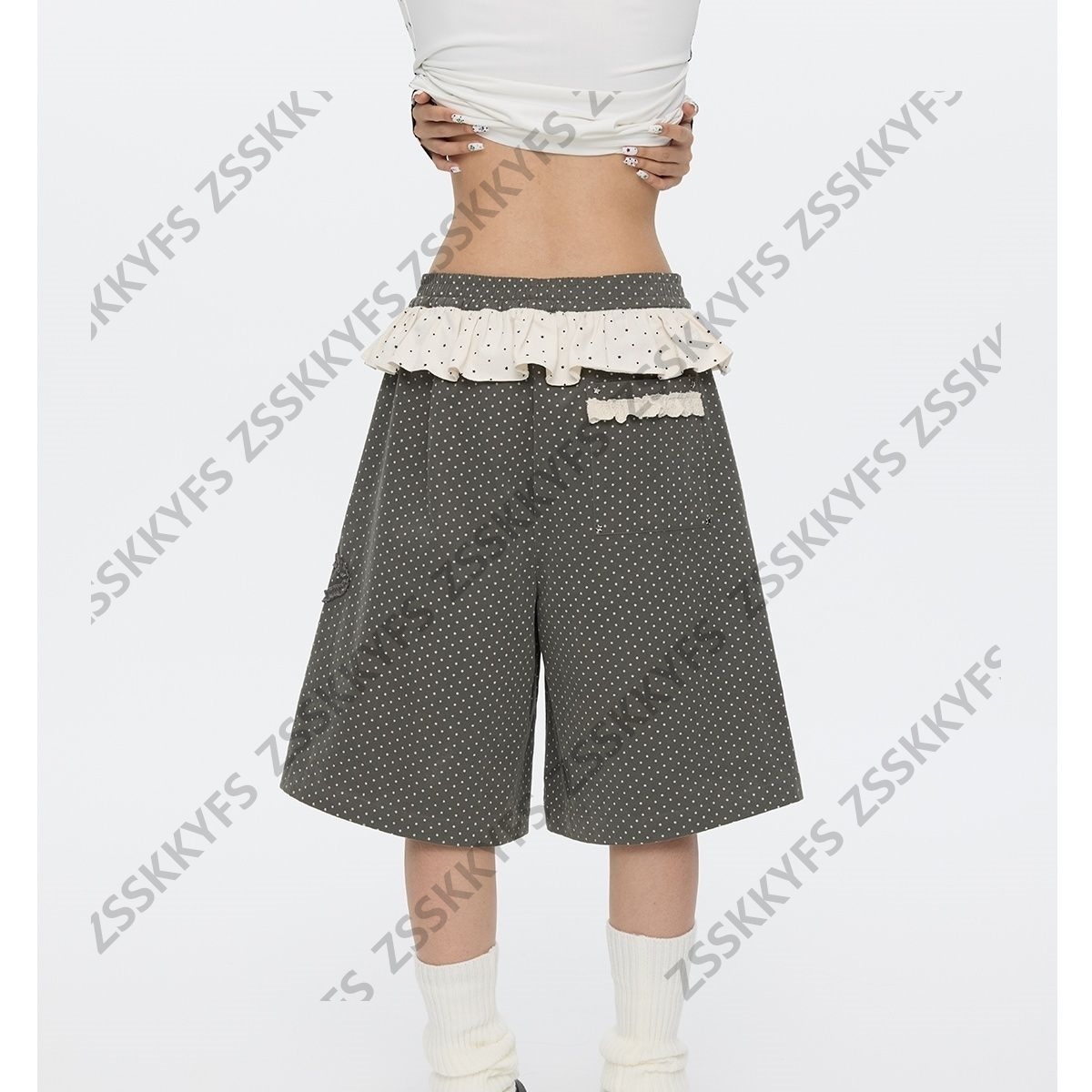 Pantalon japonais Y2k Vintage Goth Punk femme vêtements ample à pois années 2000 Kawaii Harajuku Grunge Emo Capri pantalon été filles chaudes