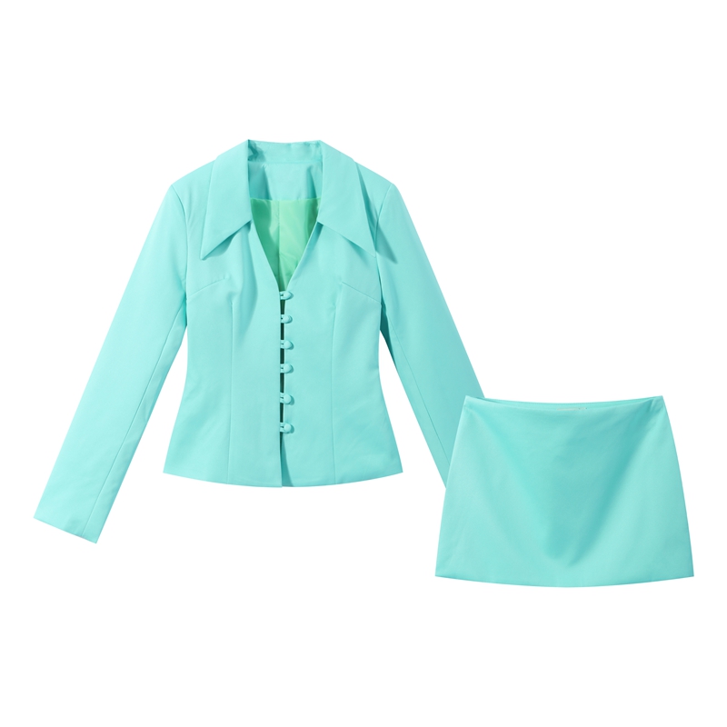 Ensemble jupe pour femme, blazer court en satin à col en V avec détail cravate, mini-jupe unie, tenue élégante pour soirée, bureau, ensemble deux pièces