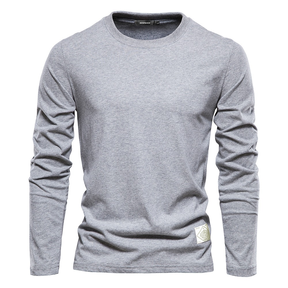 T-shirt pour hommes coton à manches longues T-shirts couleur unie manches pleine longueur pour printemps automne sous-vêtements vêtements pour hommes