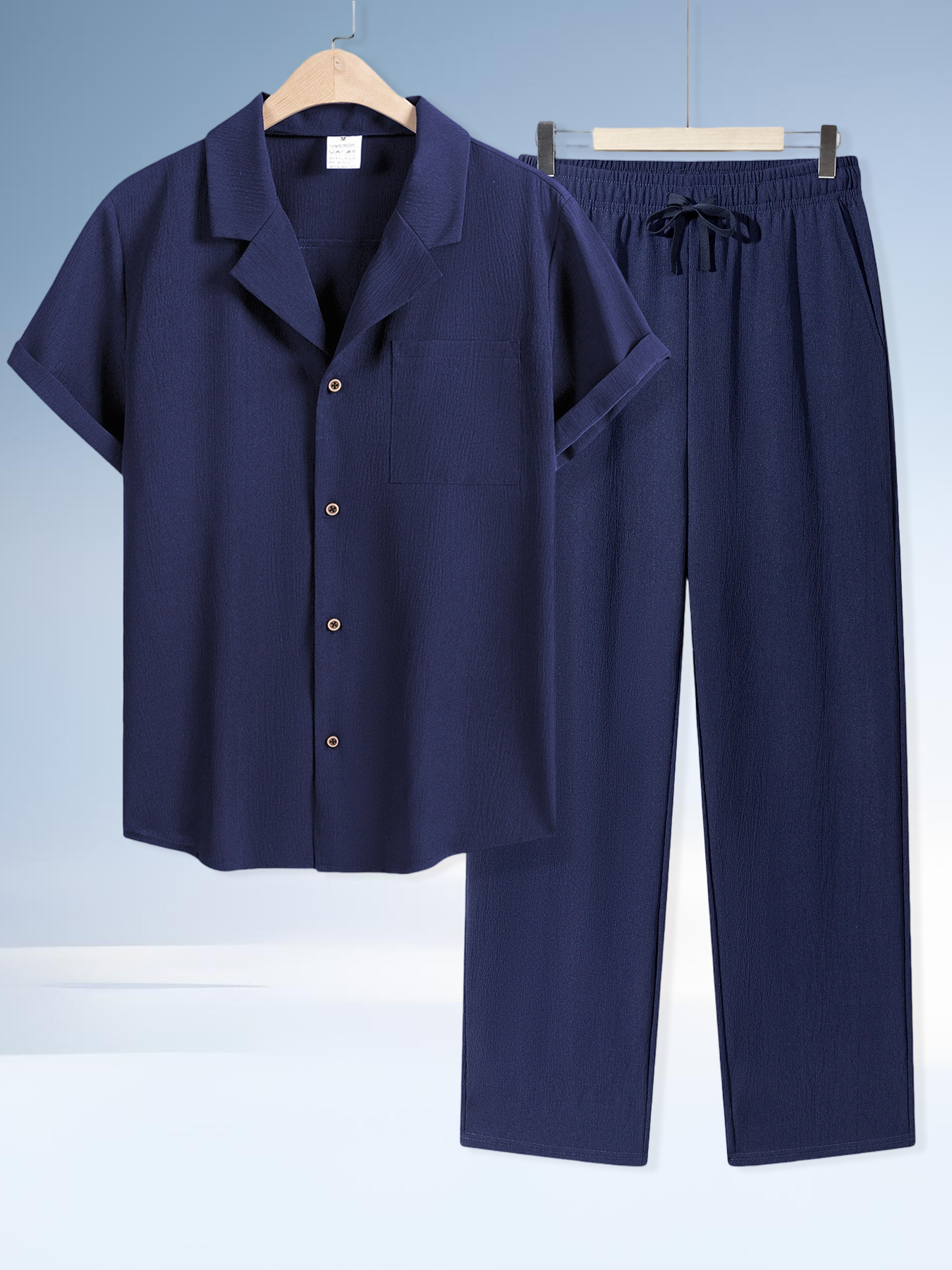 Ensemble chemise et pantalon pour homme, chemise décontractée à manches courtes et pantalon ample, 2 pièces, vêtements décontractés pour homme