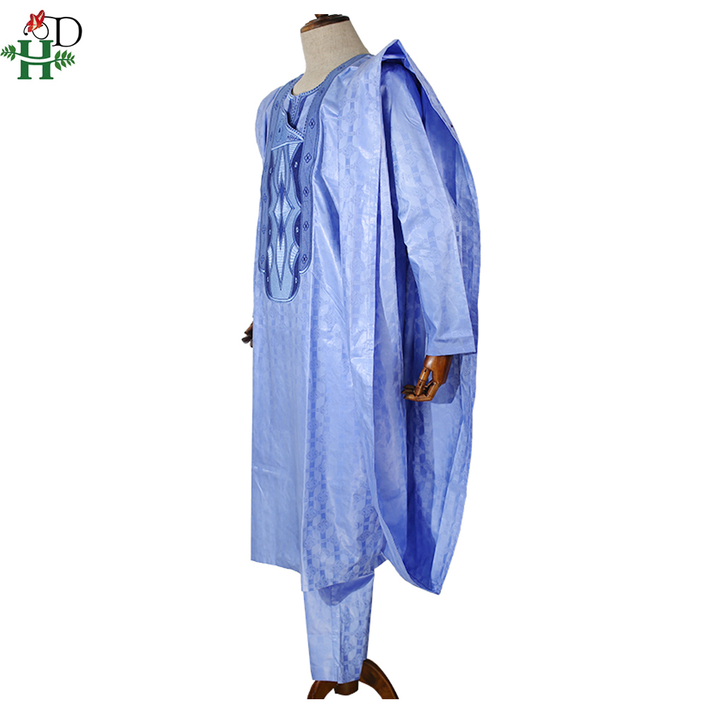 H & D vêtements traditionnels sud-africains tenue formelle Bazin Riche Dashiki tenues chemise pantalon Robe costume sans casquette hommes africains Agbada