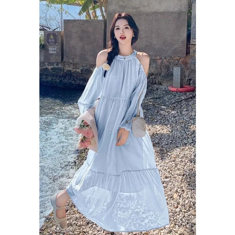 Robe de vacances en bord de mer pour femmes, nouveau Style d'été, doux, Style français, superbe épaule dénudée, plage