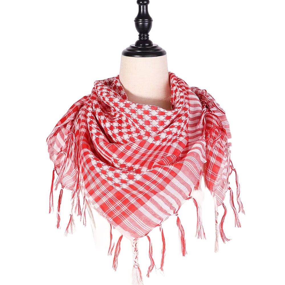 Grande Écharpe Arabe Shemagh avec Pompon, Foulard de Costume pour la Tête et le Cou, Bandana pour Hommes et Femmes