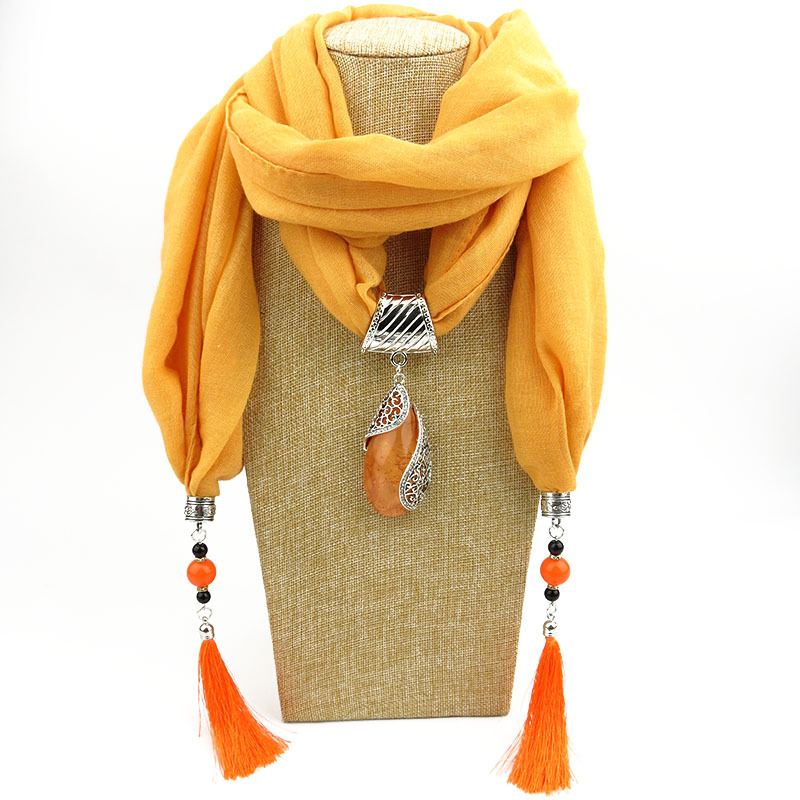 Femmes longues écharpes exagérant pendentif collier dame anneau écharpe femmes glands silencieux dame Polyester coton écharpe châles
