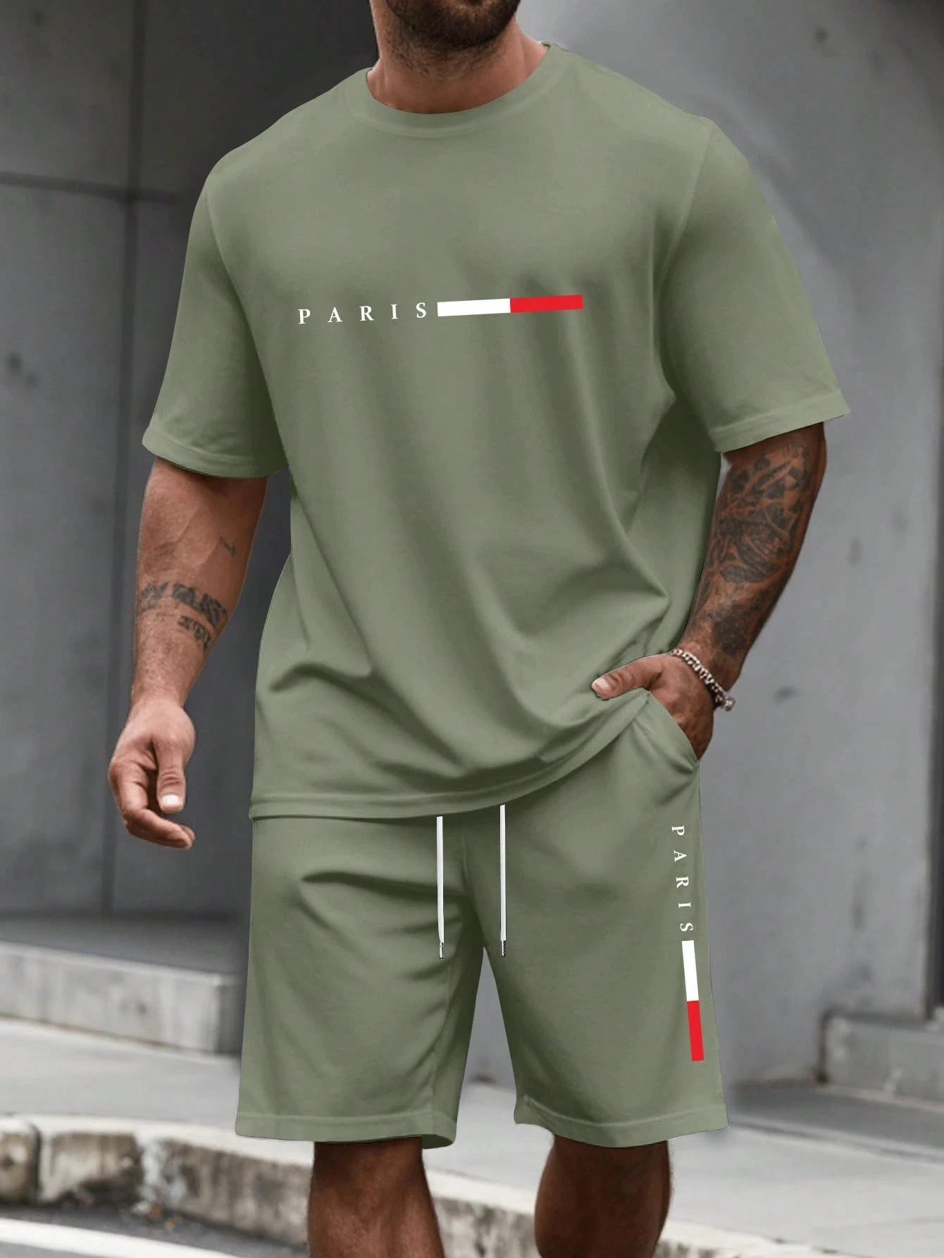 Survêtement pour homme 2 pièces ​ Ensemble de vêtements de sport pour homme, t-shirt à manches courtes et col rond, short, taille plus, t-shirts pour homme, vêtements d'été
