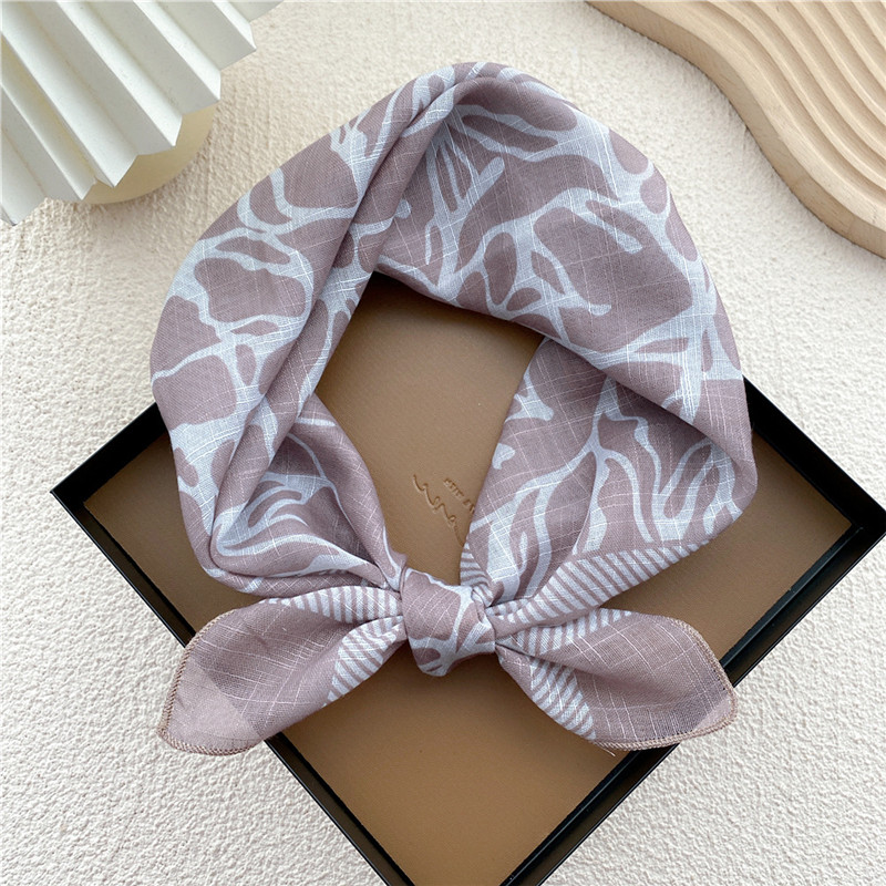 Foulard Carré en Coton et Lin pour Femme, Bandana Imprimé Floral à Carreaux, Bandeau de Cheveux, Turban Cirondsauna