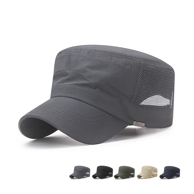 Chapeaux d'été pour hommes, casquette militaire d'extérieur, maille à séchage rapide, crème solaire respirante, pare-soleil plat, casquette de sport Gorros Casas