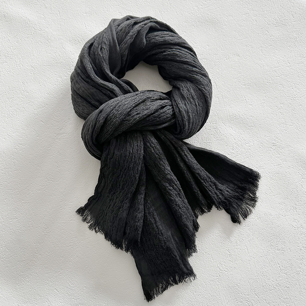 Automne hiver coton lin hommes écharpe doux chaud foulard court gland foulards décontracté mâle accessoires Bufandas châles