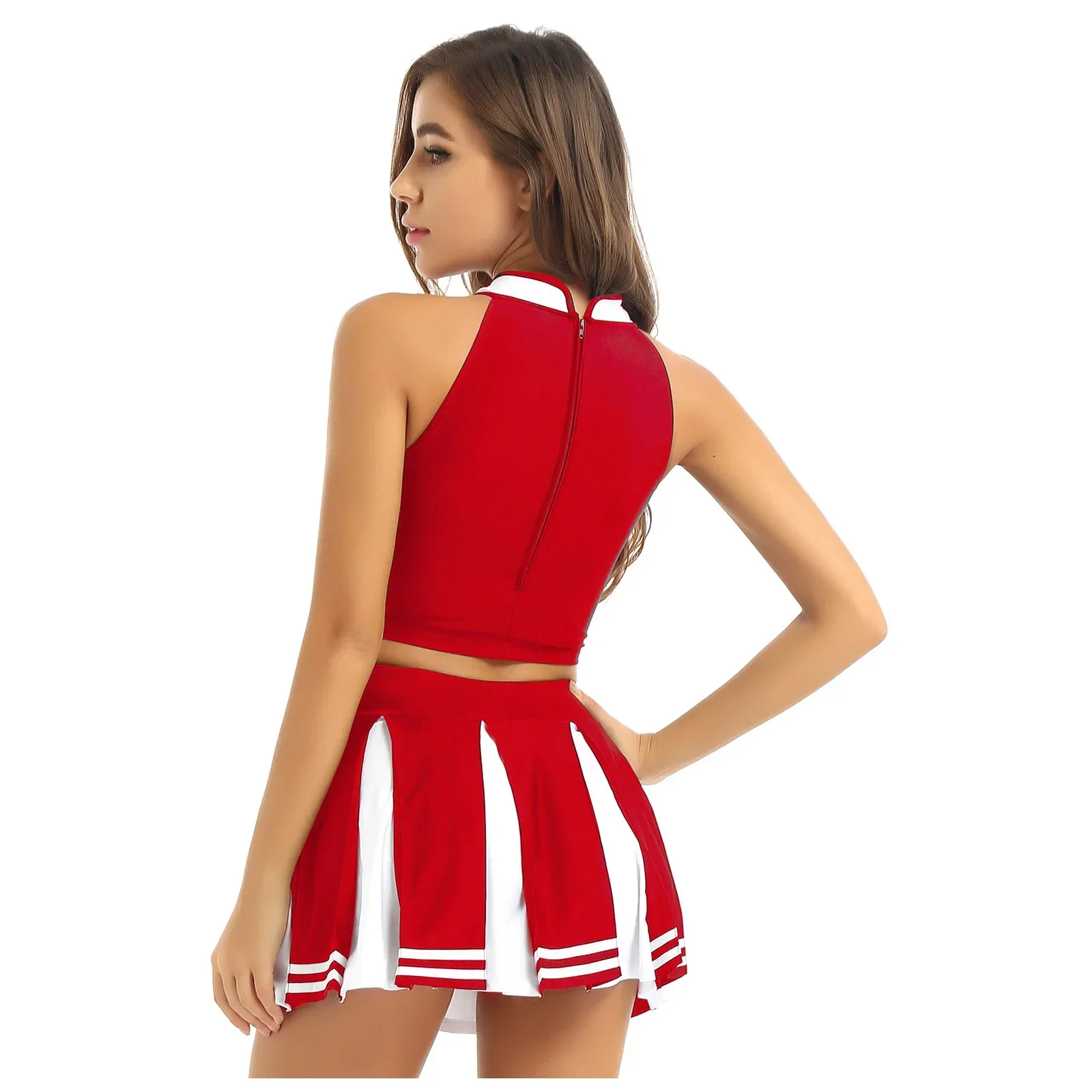 Costume de carnaval 2 pièces pour femmes adultes, uniforme de pom-pom girl, tenue de Cosplay, haut court avec Mini jupe, déguisement d'halloween, fête