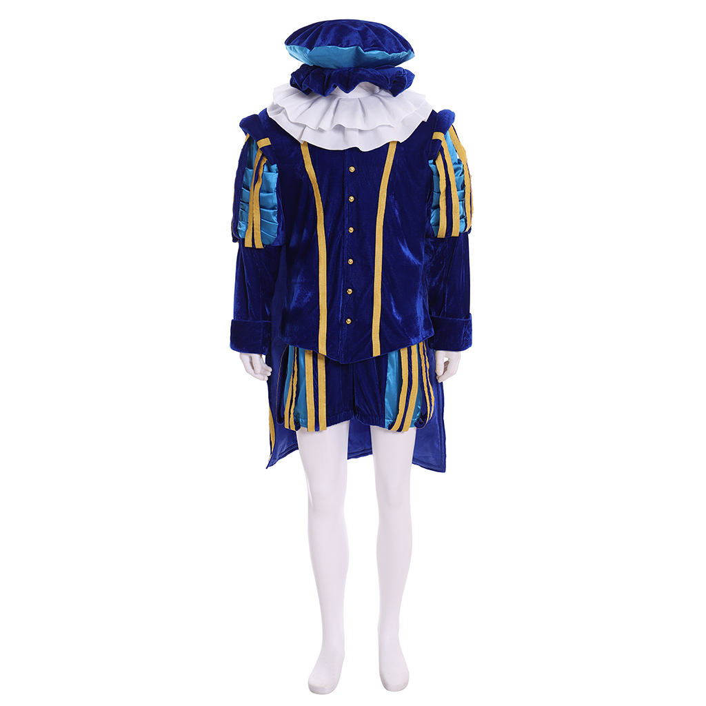 Costume de Cosplay Élisabéthain Tudor pour Homme, Tenues Bleues et Rouges avec Chapeau Everak, Uniforme de Prince Tudor, Ensemble Complet sur Mesure
