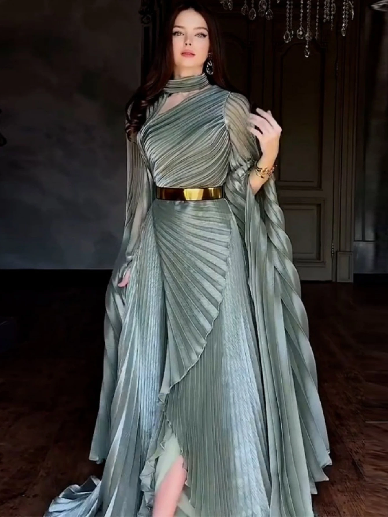 Robe de soirée Eid musulmane Abaya femmes fête plis irréguliers Jalabiya robes dubaï Largos longue Robe Ramadan maroc Caftan dubaï