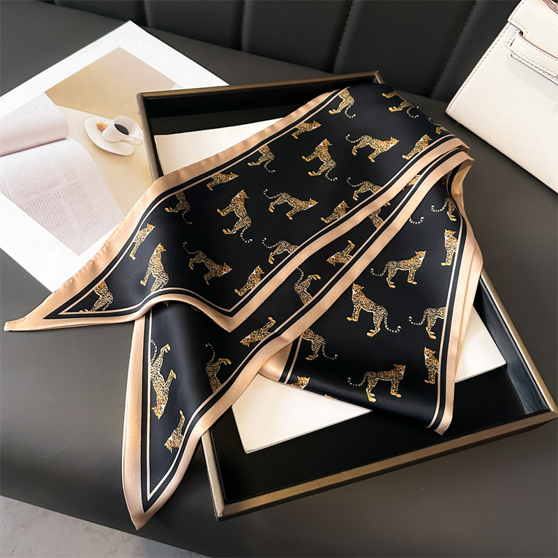 Foulard de tête de luxe foulards de cou de cheveux pour femmes sac à main écharpes pour sacs à main soyeux Long mince foulard en Satin mode