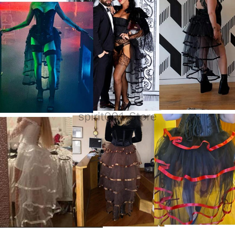Femmes Punk gonflé à volants Tutu fête agitation jupes Sexy Steampunk Cocktail fête cravate surjupe gothique Tulle jupe pour femme