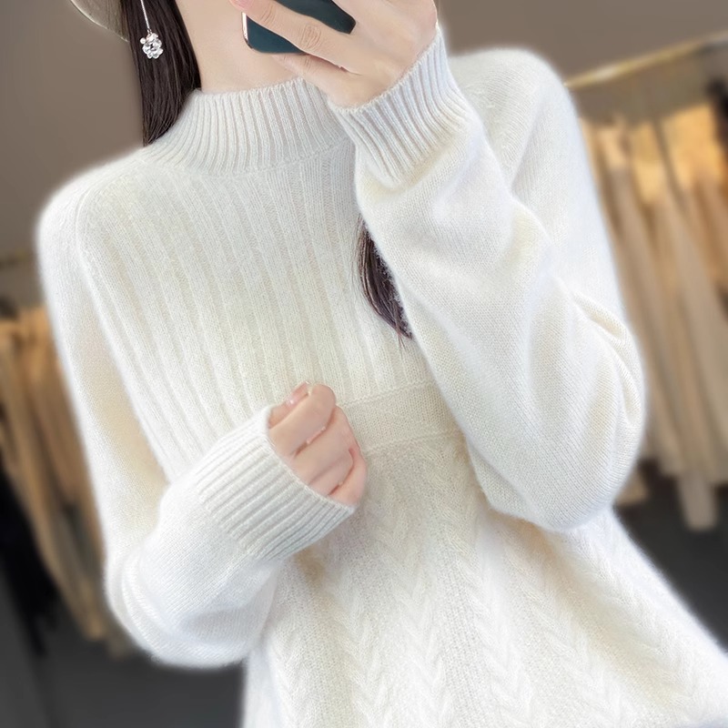 Vêtements d'hiver femme haut col rond doux chaud Pull femmes Pull laine automne à manches longues tricots Pull femme vêtements