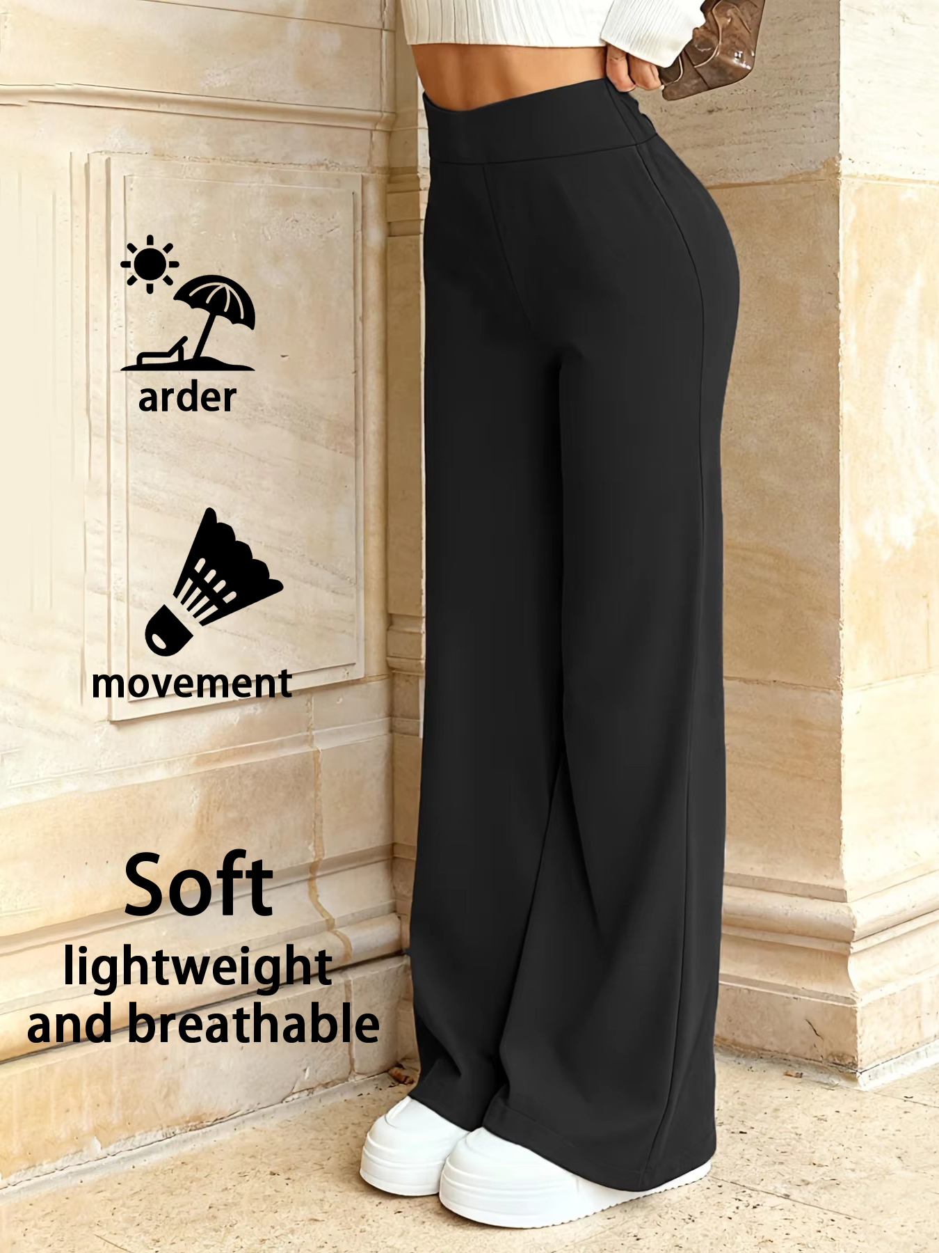 Pantalon décontracté taille haute coupe droite et large pour femme, style coréen, idéal pour le quotidien et le bureau