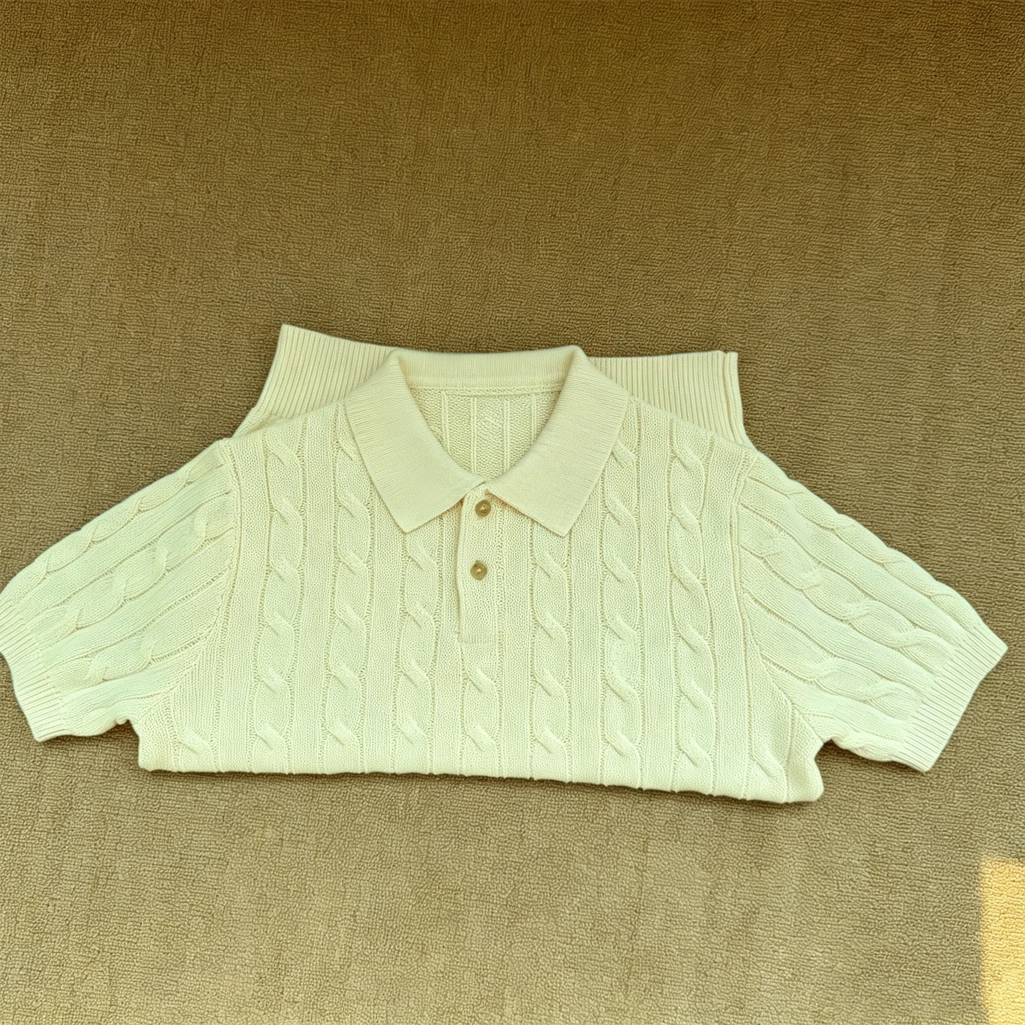 Chemises polo pour hommes, style Old Money, chemises brodées en coton, tissu tricoté, manches courtes, chemise de golf.