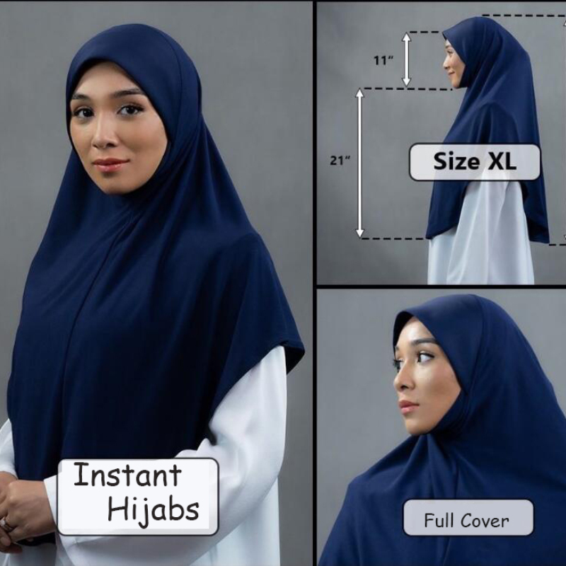 H305 plaine XL taille hijab musulman avec partie de menton qualité supérieure taille supplémentaire amira tirer sur écharpe islamique vente chaude foulard