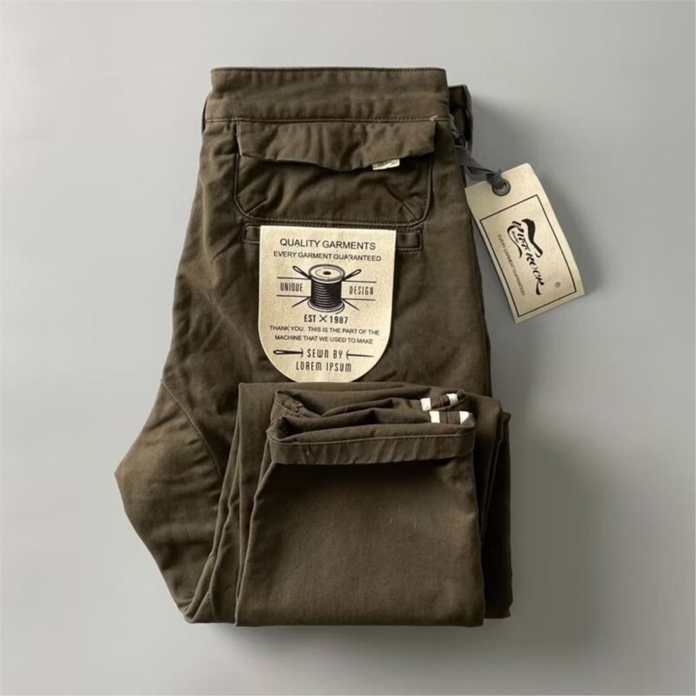 Pantalon cargo robuste en pur coton de style américain pour homme, anti-salissure, anti-usure, coupe droite décontractée