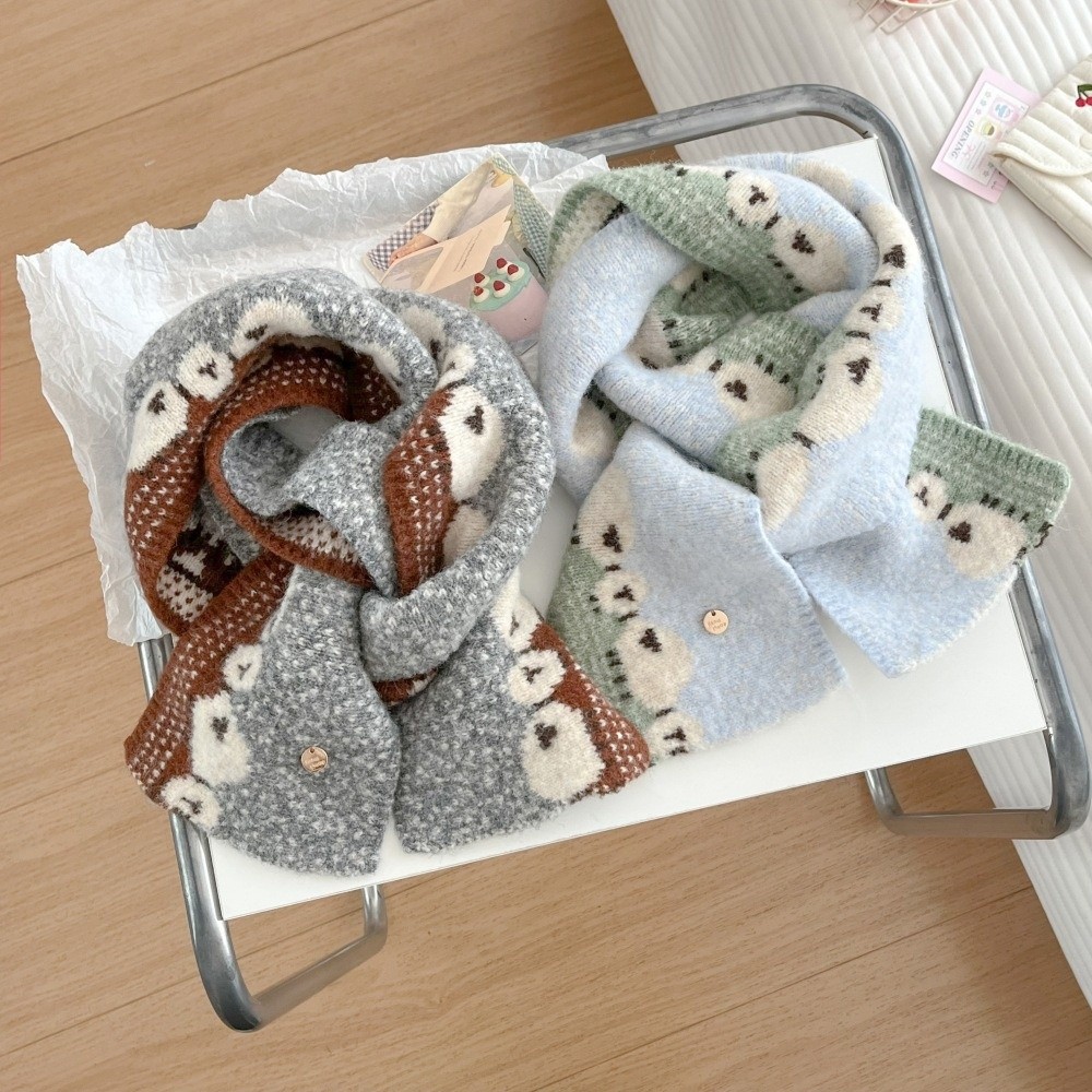 Écharpe tricotée à motif mignon de mouton, coupe-vent, douce et chaude, châle anti-froid, protège-cou pour l'hiver.