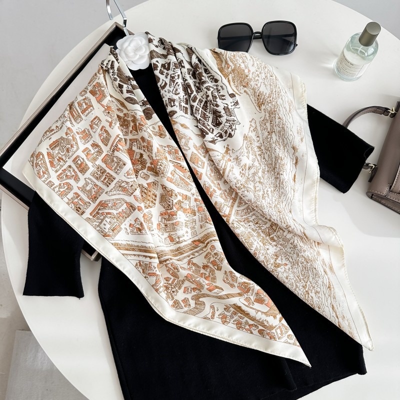 Châles en twill de 90 cm, foulards carrés effet soie pour femmes, grands hijabs, écharpes, bandanas et foulards de tête tendance